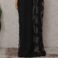Onyx Black French Chantilly Lace Saree