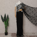 Jet Black French Chantilly Lace Saree