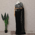 Jet Black French Chantilly Lace Saree