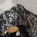Jet Black French Chantilly Lace Saree