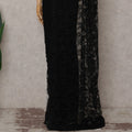 Jet Black French Chantilly Lace Saree