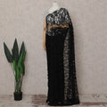 Raven Black French Chantilly Lace Saree