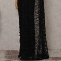 Raven Black French Chantilly Lace Saree