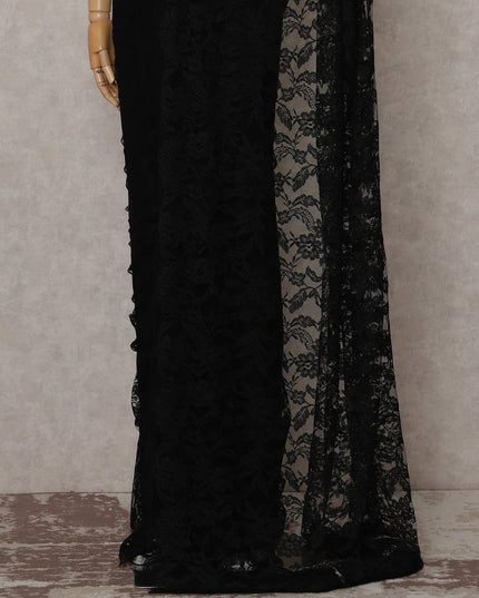 Raven Black French Chantilly Lace Saree
