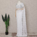 Ivory White French Chantilly Lace Saree