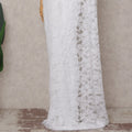 Ivory White French Chantilly Lace Saree
