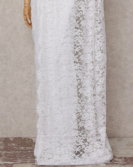 Pearl White French Chantilly Lace Saree