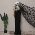 Charcoal Black French Chantilly Lace Saree