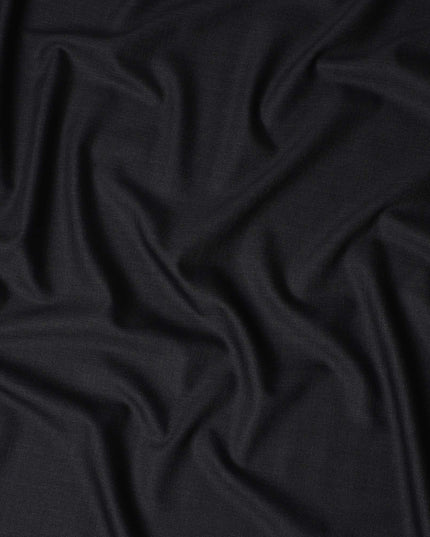 Coal Black English Wool Suiting Fabric Piece