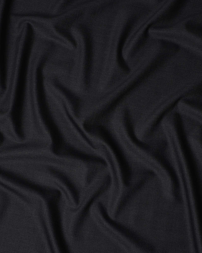 Coal Black English Wool Suiting Fabric Piece