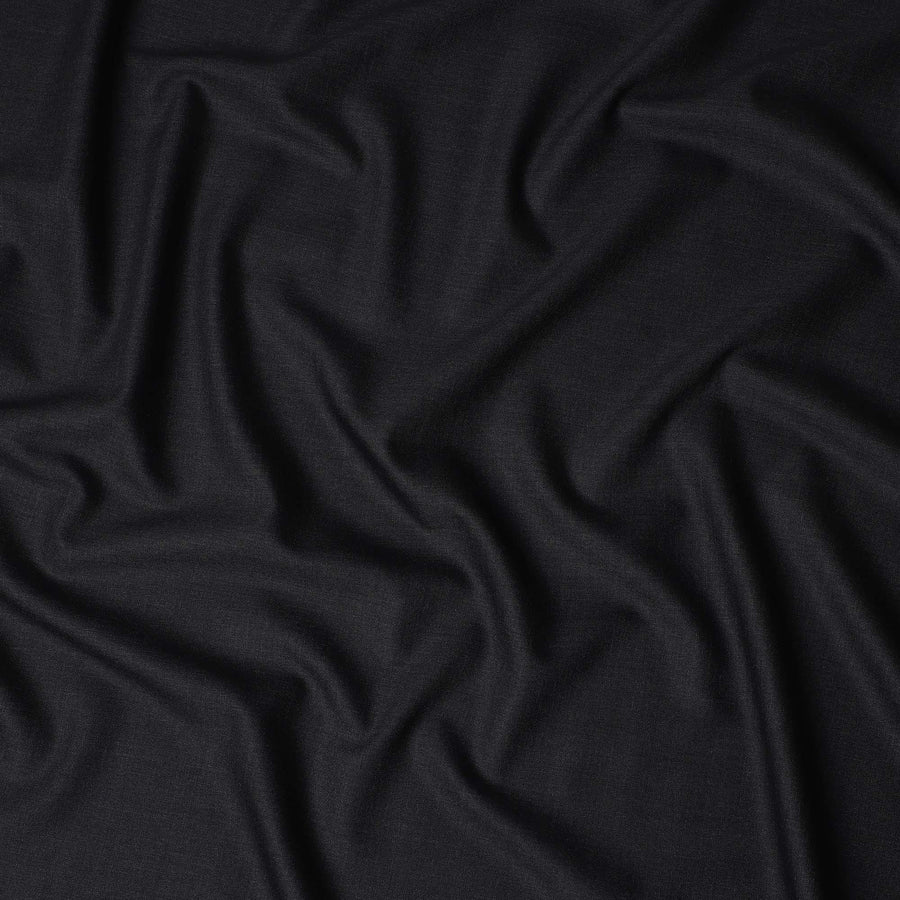 Coal Black English Wool Suiting Fabric Piece