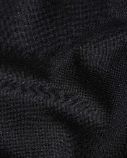 Coal Black English Wool Suiting Fabric Piece