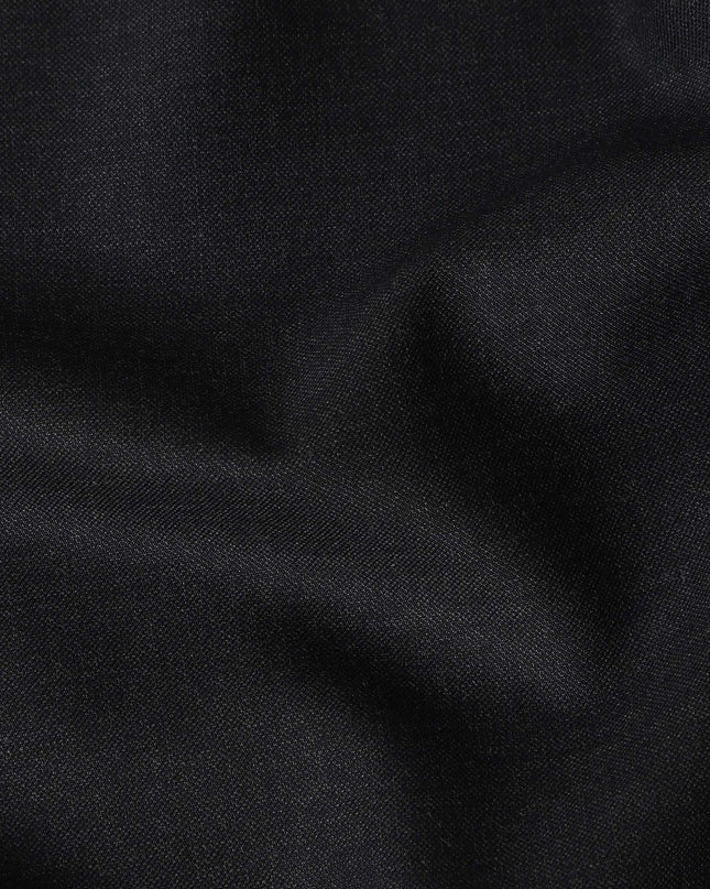 Coal Black English Wool Suiting Fabric Piece