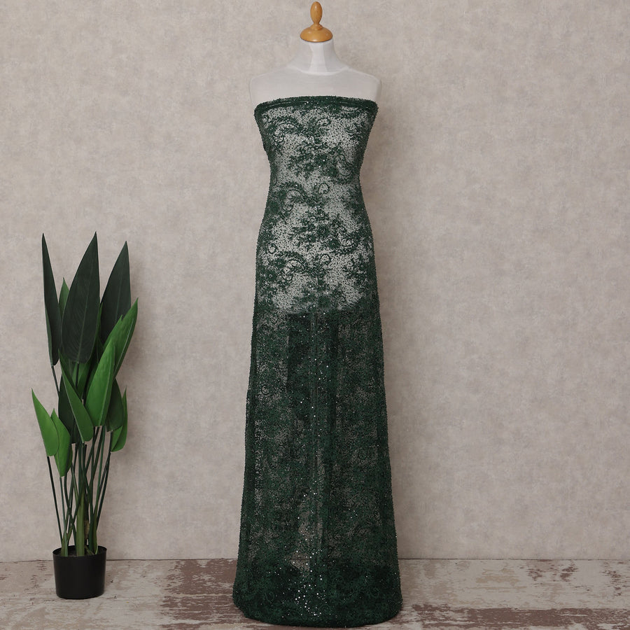 Emerald Green Sequin Tulle Fabric 140cm | Regal Fabrics
