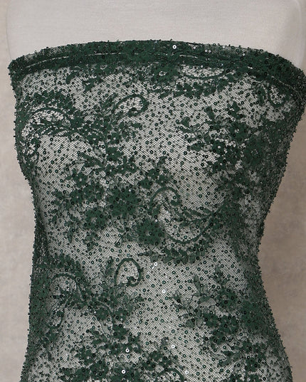 Emerald Green Sequin Tulle Fabric 140cm | Regal Fabrics