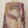 Traditional Somali Dirac Premium Italian Pure Cotton Voile Fabric with Metallic Gold Foil in Pink and Cream Floral Design, 3.5 Meters, 140 cm Width-D20617 Regal Fabrics