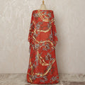 Red Somali Pure Italian Cotton Voile Dirac Fabric with golden metallic foil and Baroque Design, 3.5 Meters, 140 cm Width-D20701 Regal Fabrics