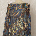 Blue and Brown Somali Pure Italian Cotton Voile Dirac Fabric with Golden Foil, 3.5 Meters, 140 cm Width-D20703