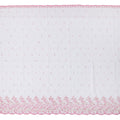 White Premium Swiss Cotton Voile Sudanese Thobe Fabric with Pink Embroidery and Stone Work, 4.5 Meters X 140 Cms-D21619