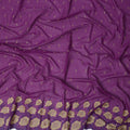 Purple Premium Swiss Cotton Voile Sudanese Thobe Fabric with Gold Embroidery and Stone Work, 4.5 Meters X 140 Cms-D21621