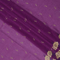 Purple Premium Swiss Cotton Voile Sudanese Thobe Fabric with Gold Embroidery and Stone Work, 4.5 Meters X 140 Cms-D21621