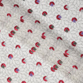 White Premium Swiss Cotton Voile Sudanese Thobe Fabric with Multicolor Embroidery and Purple Border, 4.5 Meters X 140 Cms-D21627