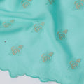 Mint Green Premium Swiss Cotton Voile Sudanese Thobe Fabric with Gold Embroidery, 4.5 Meters X 140 Cms-D21628