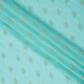 Mint Green Premium Swiss Cotton Voile Sudanese Thobe Fabric with Gold Embroidery, 4.5 Meters X 140 Cms-D21628