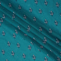 Teal Premium Swiss Cotton Voile Sudanese Thobe Fabric with Navy Blue Embroidery and Scalloped Border, 4.5 Meters X 140 Cms-D21629