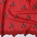 Red Premium Swiss Cotton Voile Sudanese Thobe Fabric with Maroon Embroidery and Scalloped Border, 4.5 Meters X 140 Cms-D21632