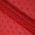 Red Premium Swiss Cotton Voile Sudanese Thobe Fabric with Maroon Embroidery and Scalloped Border, 4.5 Meters X 140 Cms-D21632