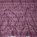 Mauve Premium Swiss Cotton Voile Sudanese Thobe Fabric with Maroon Embroidery and Silver Accents, 4.5 Meters X 140 Cms-D21637