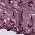 ثوب سوداني من قماش الفوال السويسري الفاخر باللون البنفسجي مع تطريز عنابي ولمسات فضية، 4.5 متر × 140 سم - D21638