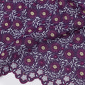 Dark Purple Premium Swiss Cotton Voile Sudanese Thobe Fabric with White and Yellow Embroidery, 4.5 Meters X 140 Cms-D21639