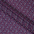 Dark Purple Premium Swiss Cotton Voile Sudanese Thobe Fabric with White and Yellow Embroidery, 4.5 Meters X 140 Cms-D21639