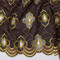 ثوب سوداني من قماش الفوال السويسري الفاخر باللون البني الشوكولاتي مع تطريز ذهبي وفضي، 4.5 متر × 140 سم - D21644