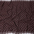 Chocolate Brown Premium Swiss Cotton Voile Sudanese Thobe Fabric with White Embroidery and Scalloped Border, 4.5 Meters X 140 Cms-D21646