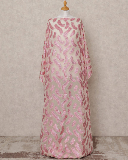 قماش ديراك حريري صومالي فاخر فرنسي بيج مع لوركس معدني - 3.5 متر، عرض 140 سم، صنع في فرنسا - D24572