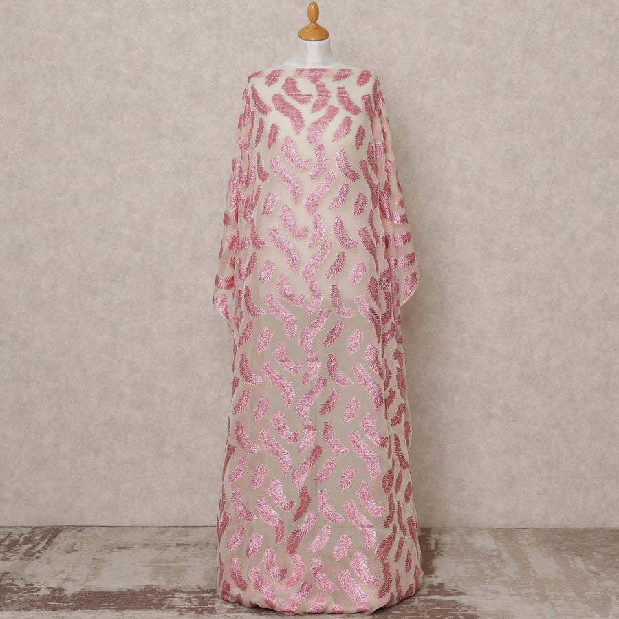 قماش ديراك حريري صومالي فاخر فرنسي بيج مع لوركس معدني - 3.5 متر، عرض 140 سم، صنع في فرنسا - D24572