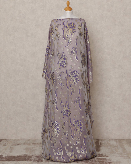 Lavender Fransawi Somali Premium Silk Chiffon Dirac Fabric with Metallic Lurex – 3.5 Mtrs, Width 140 Cms, Made in France-D24574
