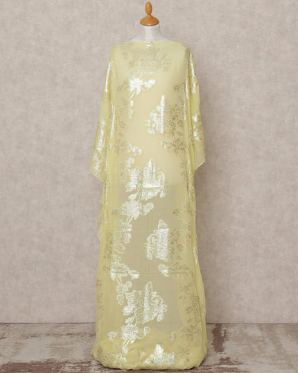 قماش ديراك شيفون حرير صومالي فاخر أصفر مع لوركس معدني - 3.5 متر، عرض 140 سم، صنع في كوريا الجنوبية - D24581