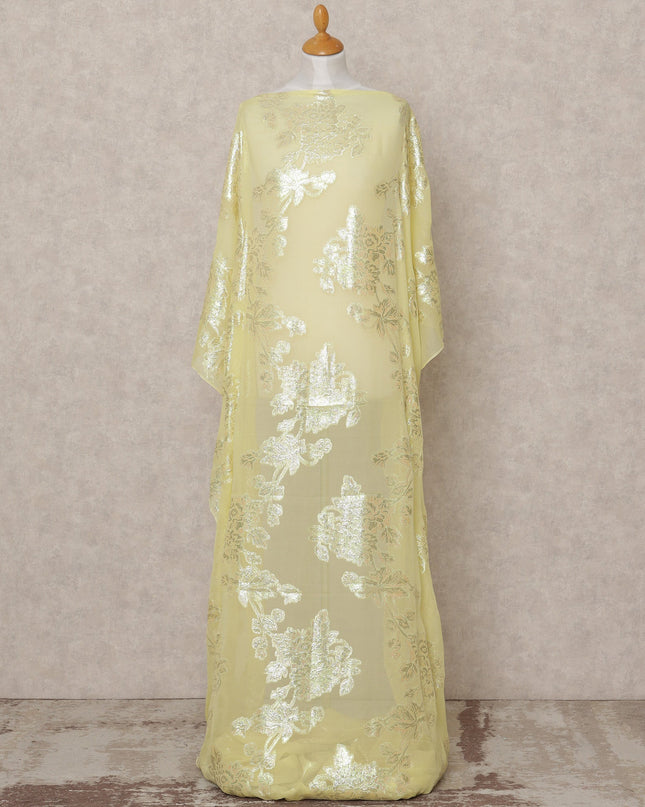 قماش ديراك شيفون حرير صومالي فاخر أصفر مع لوركس معدني - 3.5 متر، عرض 140 سم، صنع في كوريا الجنوبية - D24581