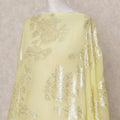 قماش ديراك شيفون حرير صومالي فاخر أصفر مع لوركس معدني - 3.5 متر، عرض 140 سم، صنع في كوريا الجنوبية - D24581