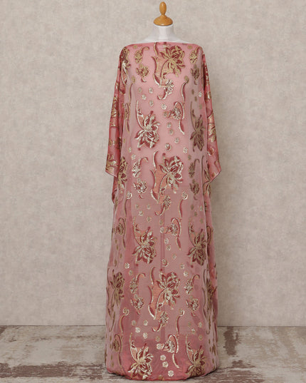 قماش ديراك حريري فاخر فرنسي صومالي بلون بني فاتح مع لوركس معدني - 3.5 متر، عرض 140 سم، صنع في فرنسا - D24582