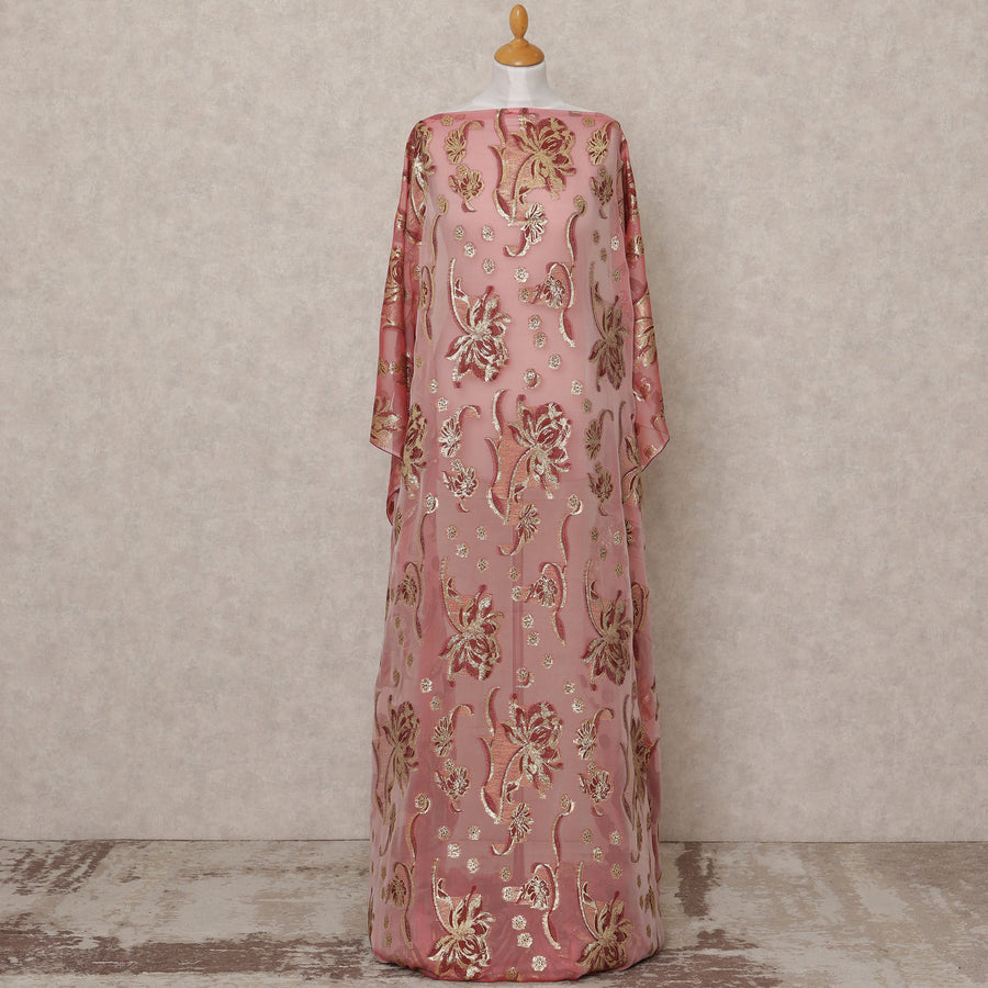 قماش ديراك حريري فاخر فرنسي صومالي بلون بني فاتح مع لوركس معدني - 3.5 متر، عرض 140 سم، صنع في فرنسا - D24582