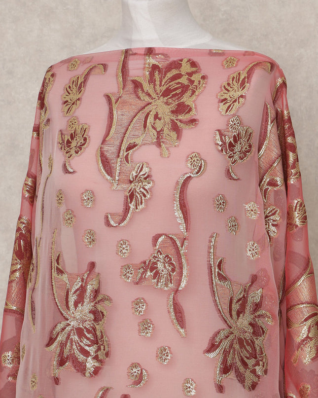 قماش ديراك حريري فاخر فرنسي صومالي بلون بني فاتح مع لوركس معدني - 3.5 متر، عرض 140 سم، صنع في فرنسا - D24582