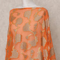 Orange Fransawi Somali Premium Silk Chiffon Dirac Fabric with Metallic Lurex – 3.5 Mtrs, Width 140 Cms, Made in France-D24585