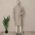 Beige Chikankari Kurta Pyjama Set for Men