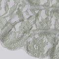 Sage green, brown Premium pure French Chantilly lace fabric in floral design-D14039S