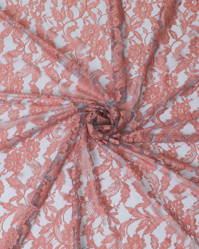 Peach, sky blue Premium pure two tone French Chantilly lace fabric in floral design-D14041S Regal Fabrics